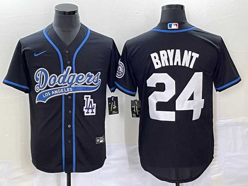 Men%27s Los Angeles Dodgers #24 Kobe Bryant Black With Patch Cool Base Stitched Jersey->los angeles dodgers->MLB Jersey